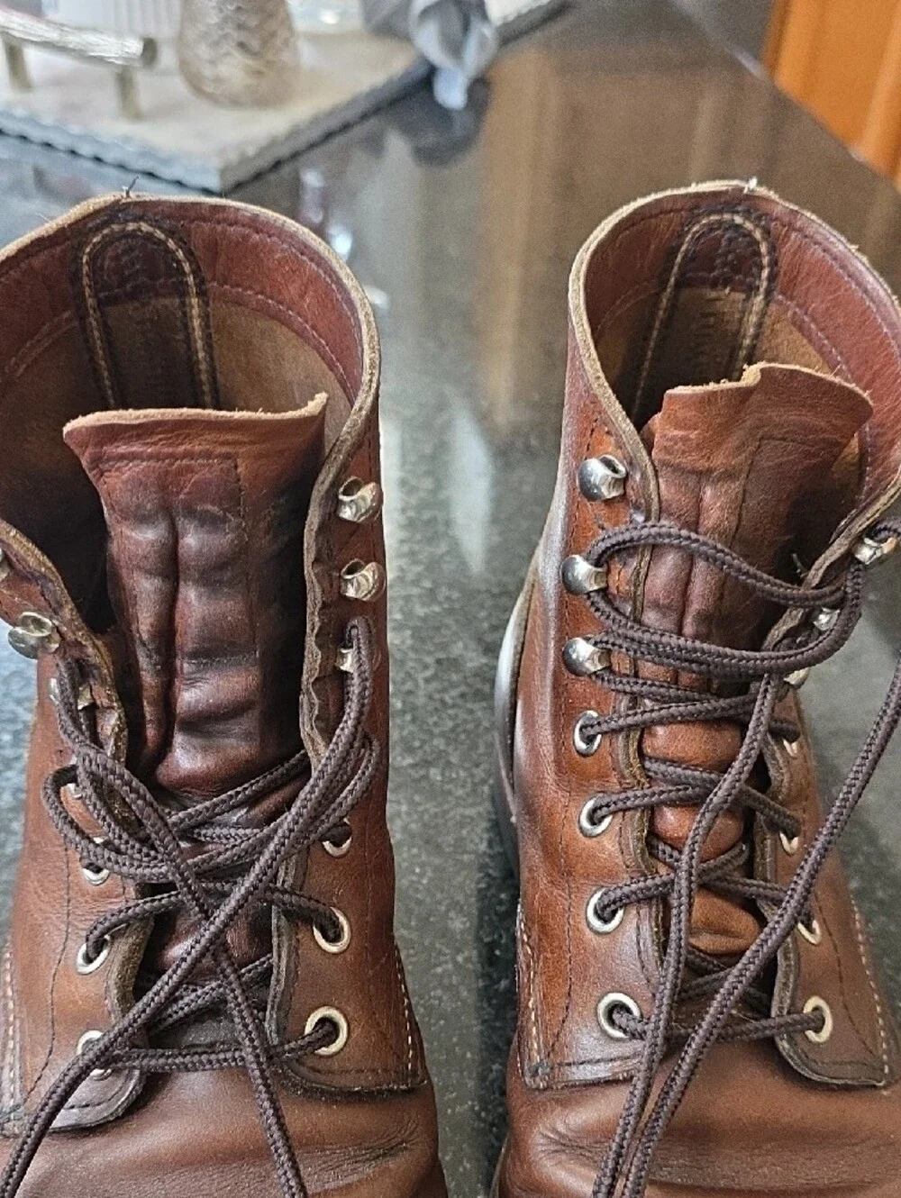 Men's Brown Leather Lace-Up Work Boots